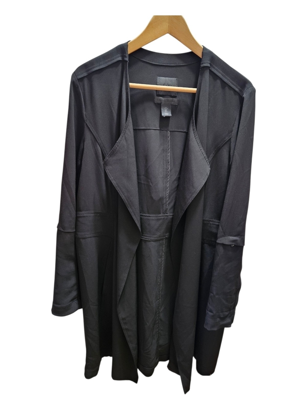 Maison Cinqcent Black Flowy Trench Style Jacket - Open Front (No Belt)